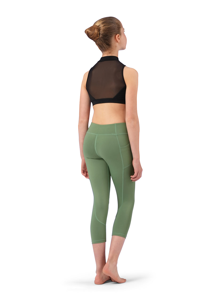 Girls Zip Front Mock Neck Crop Top - CZ4195