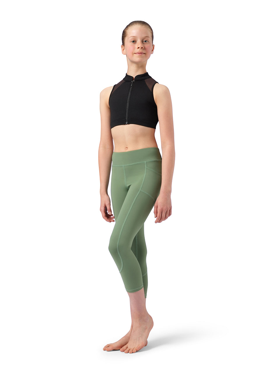 Girls Zip Front Mock Neck Crop Top - CZ4195