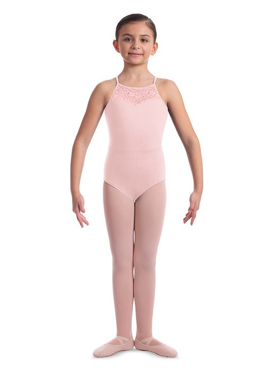 Girls Halter Leotard with Lace Detail - M1547C