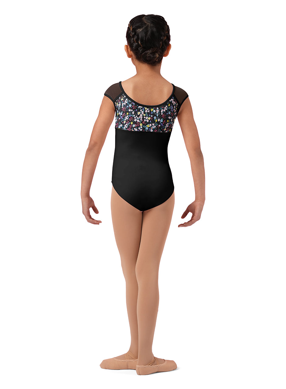 Girls Floral Cap Sleeve Leotard - M1555C