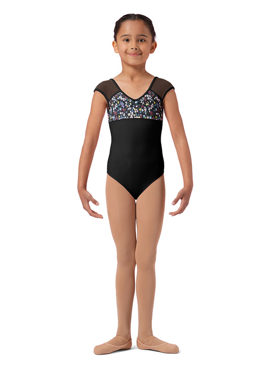 Girls Floral Cap Sleeve Leotard - M1555C