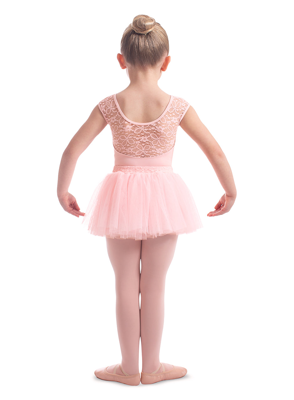 Girls Cap Sleeve Leotard with Lace Trim - M1584C