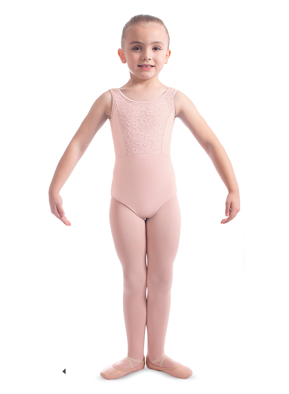 Girls Tank Leotard with Lace Bodice - M477C