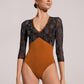 Harmony Leotard with Flocked Mesh Sleeves - Multiple Colorways