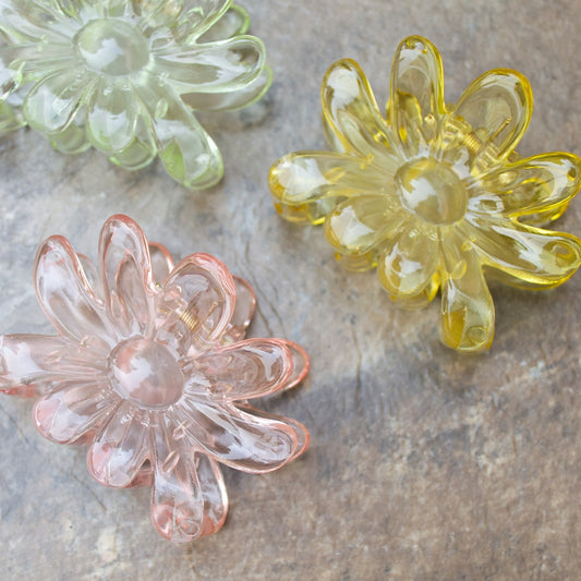 Clear Flower Hair Clips - Assorted Colors