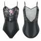 Chanelle Camisole Leotard in Noir Fleur Print