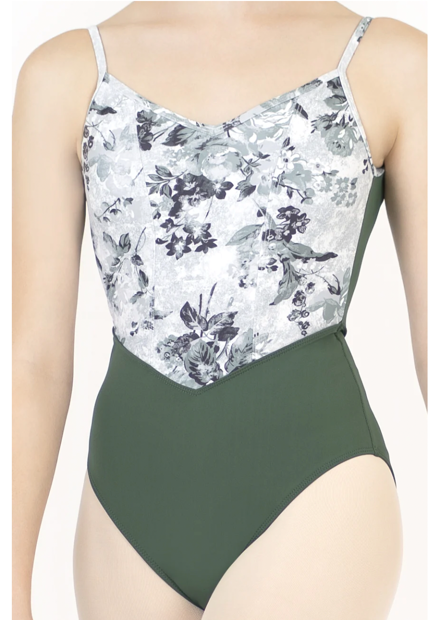 Chanelle Camisole Leotard in Seagrass Print