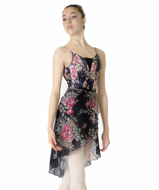 Danse de Paris Long Velvet Chiffon Skirt in Noir Rose