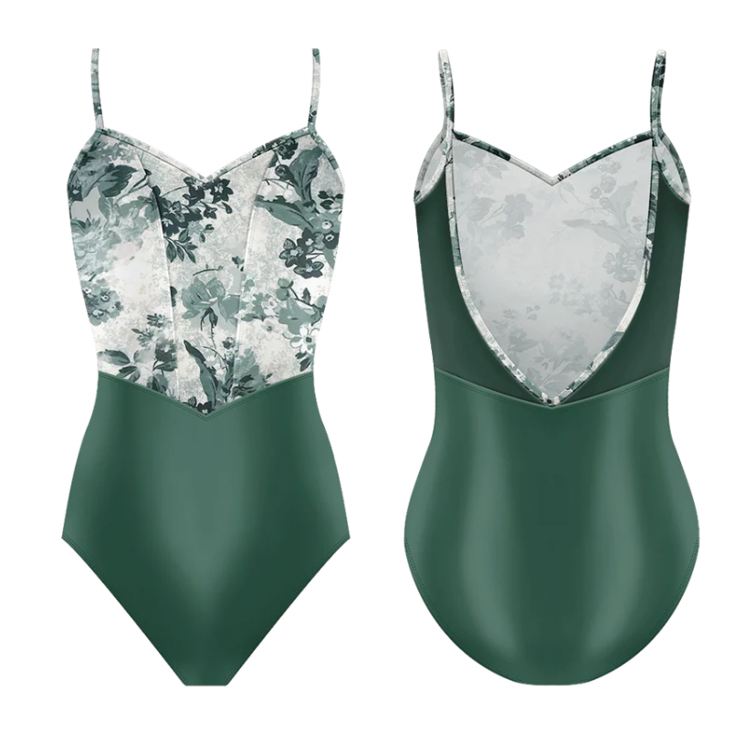 Chanelle Camisole Leotard in Seagrass Print