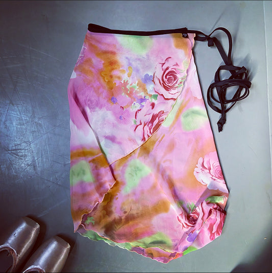 Long Wrap Skirt - Pink Floral Print