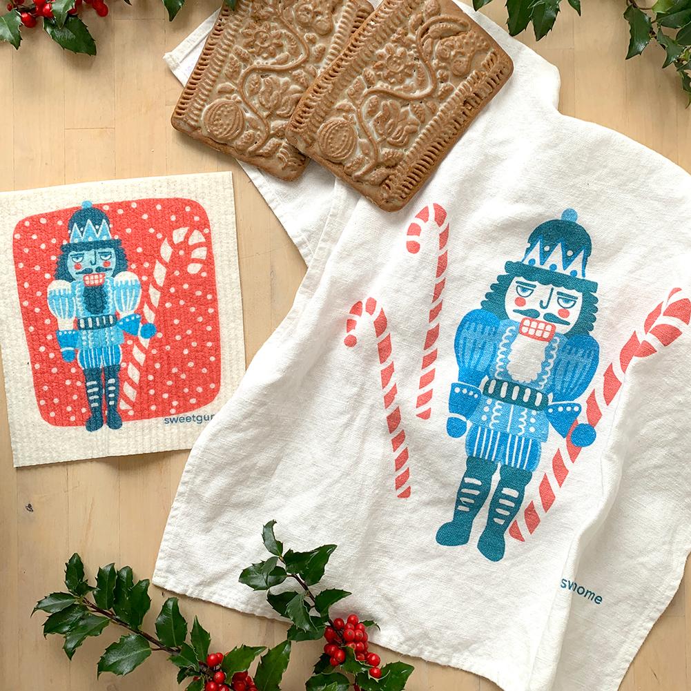 Nutcracker Kitchen Towel and Swedish Dishcloth Set