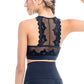 Crop Top with Lace and Mesh Detail - RDE1976