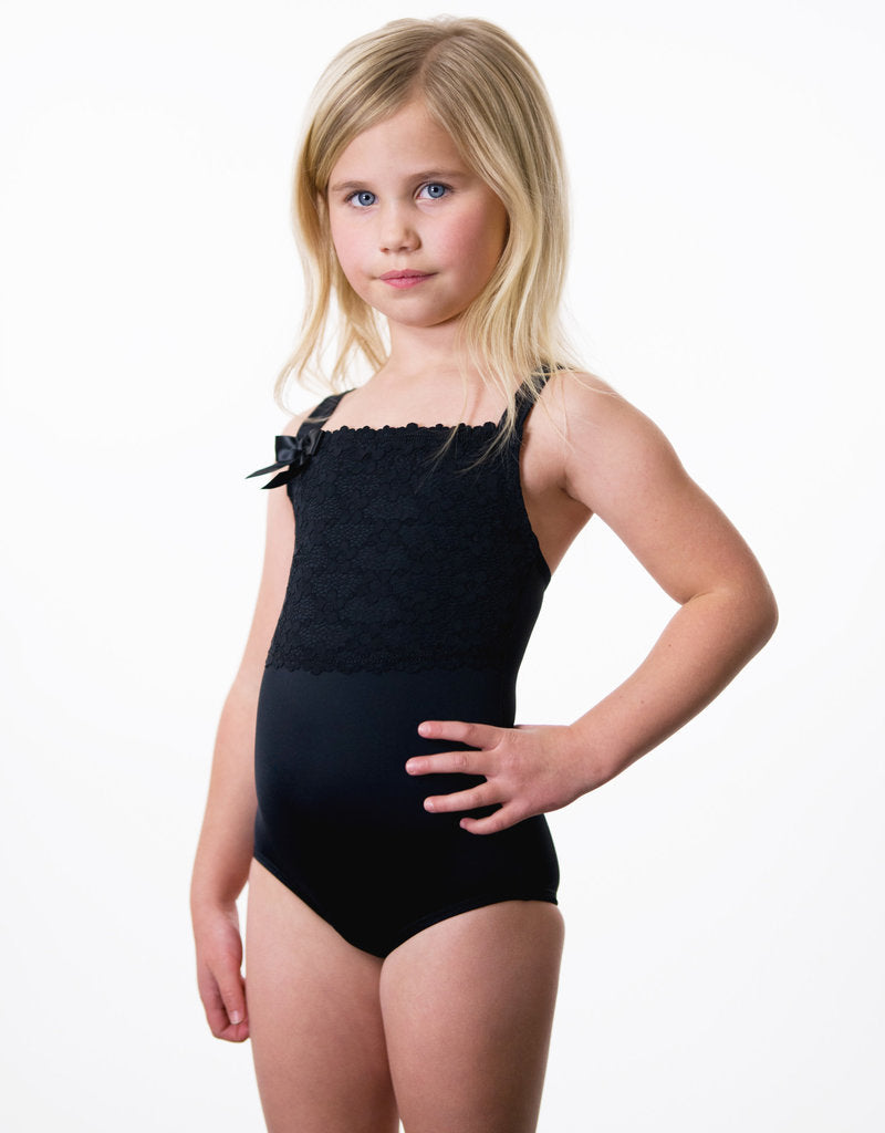 Girls Thick Strap Leotard with Lace Overlay - 2160C