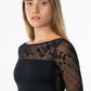 Long Sleeve Embroidered Mesh Leotard - 2431A
