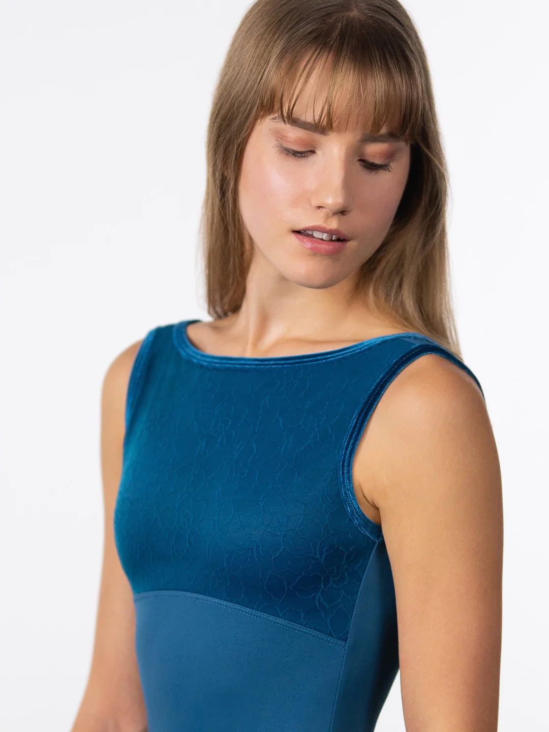 Bateau Tank Leotard with Lace - 2438A