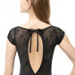 Embroidered Mesh Cap Sleeve Leotard - 2528A