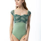 Embroidered Mesh Cap Sleeve Leotard - 2528A