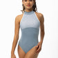 Girls High Neck Empire Leotard with Lace Overlay - 2550C