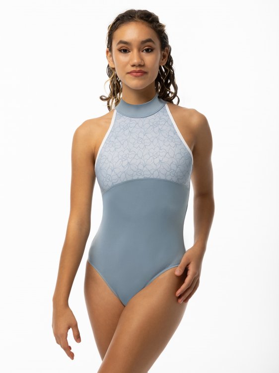 Girls High Neck Empire Leotard with Lace Overlay - 2550C